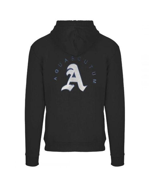 Aquascutum Black Monotone Aldis Emblem Logo Hoodie for men