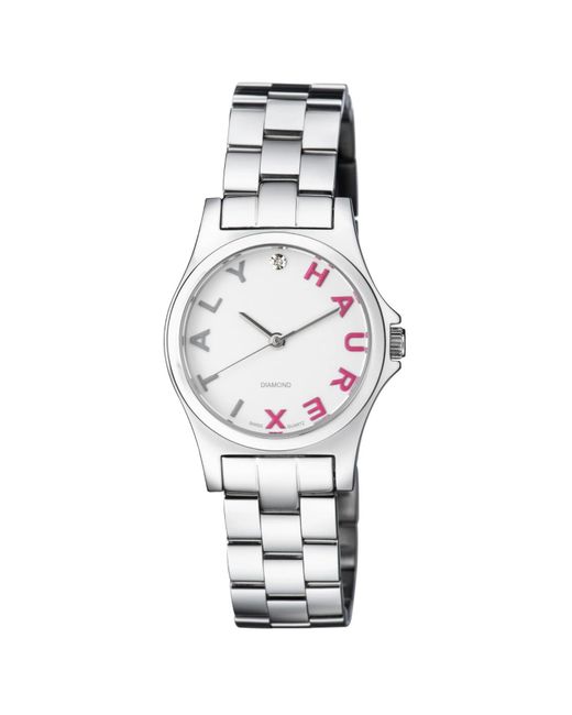 Haurex Italy Metallic 7A505Dps Diamond-Accented Mini City Stainless Steel Bracelet Watch