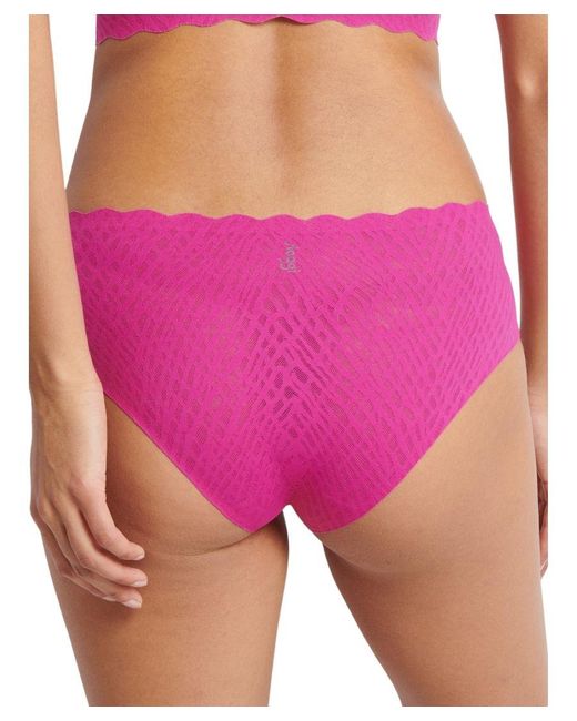 Sloggi Pink Seamless Geometric Mesh Hipster Shorts