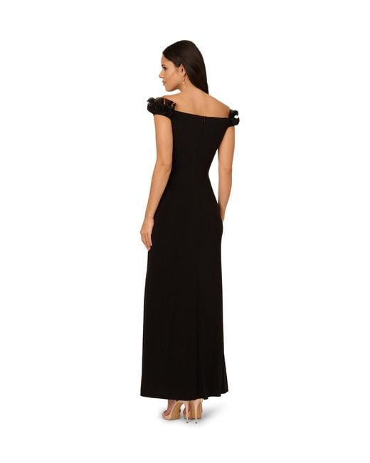 Adrianna Papell Black Jersey Ruffle Trim Gown