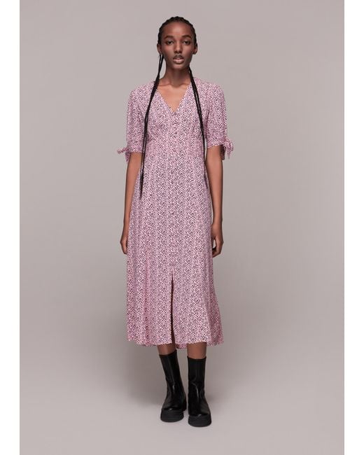 Whistles Pink Ink Leopard Print Neave Dress