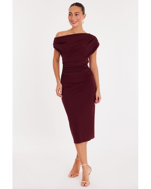 Quiz Red Burgundy Drop Shoulder Midi Dress
