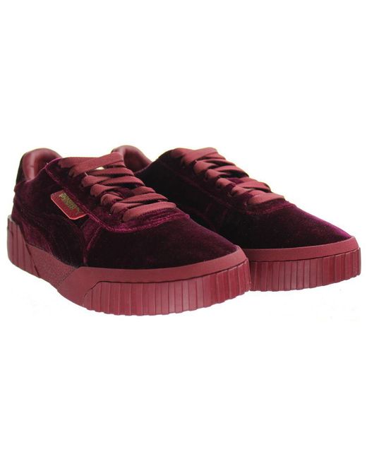 PUMA Red Cali Velvet Burgundy Trainers