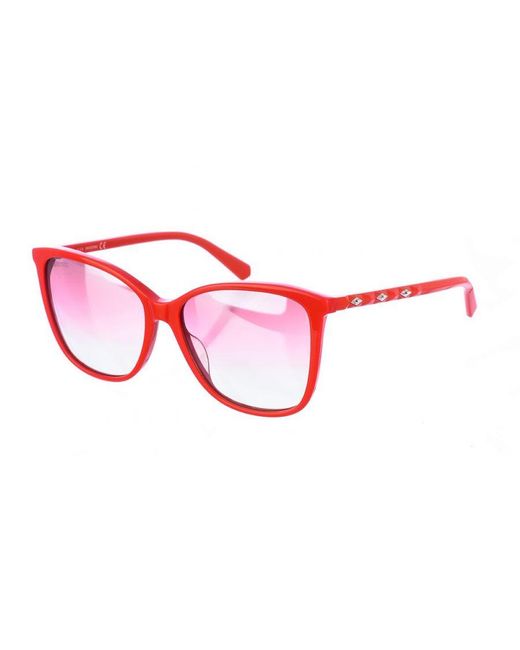 Swarovski Red Metal Sunglasses With Oval Shape Sk0222S