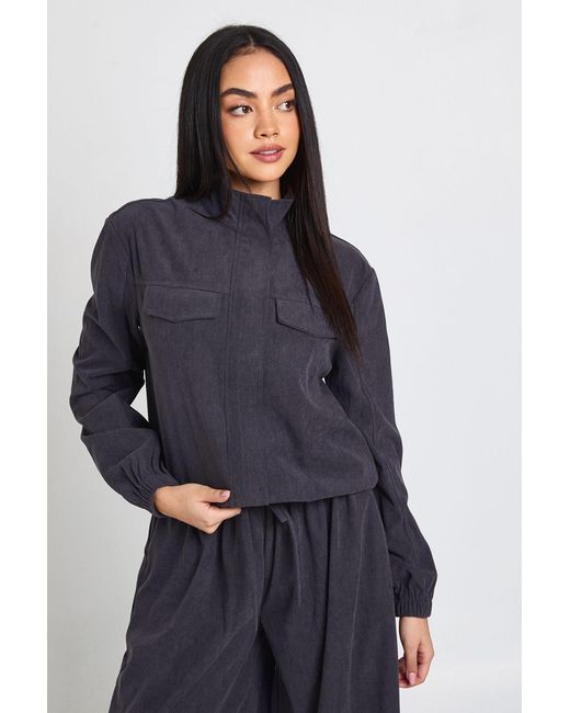 Boohoo Blue Cord Funnel Neck Tracksuit Top