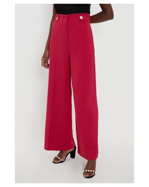 Wallis Red Button Tab Detal Wide Leg Trouser