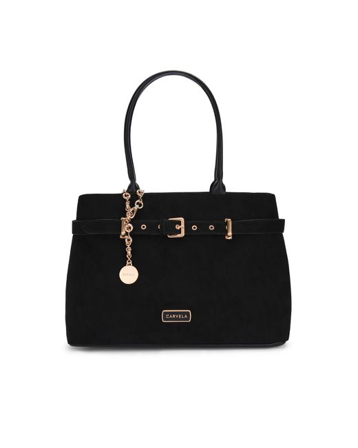 Carvela Kurt Geiger Black Suedette Gia Belted Tote Bag