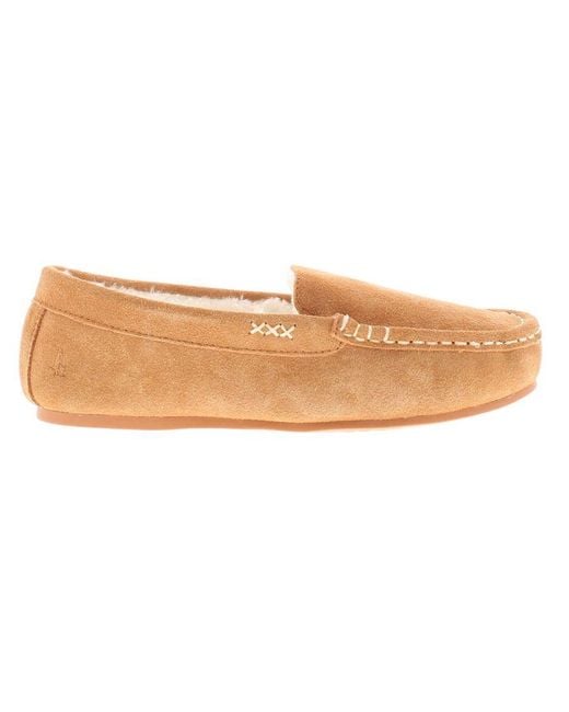 Hush Puppies Black Moccasin Slippers Annie Suede Leather