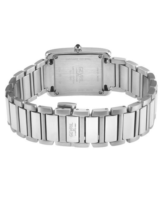 Gevril Black Regina Swiss Diamond Watch, Mop Dial, 316L Ss Case, Stainless Steel Bracelet