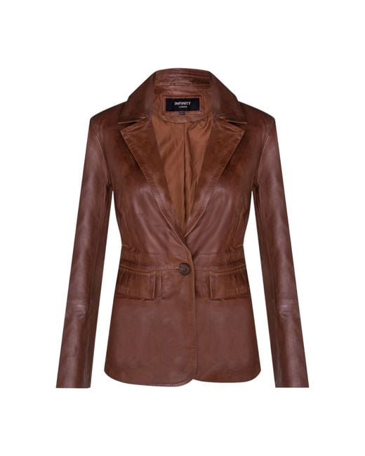 Infinity Leather Brown Italian Blazer Jacket-Chongqing Lamb Leather