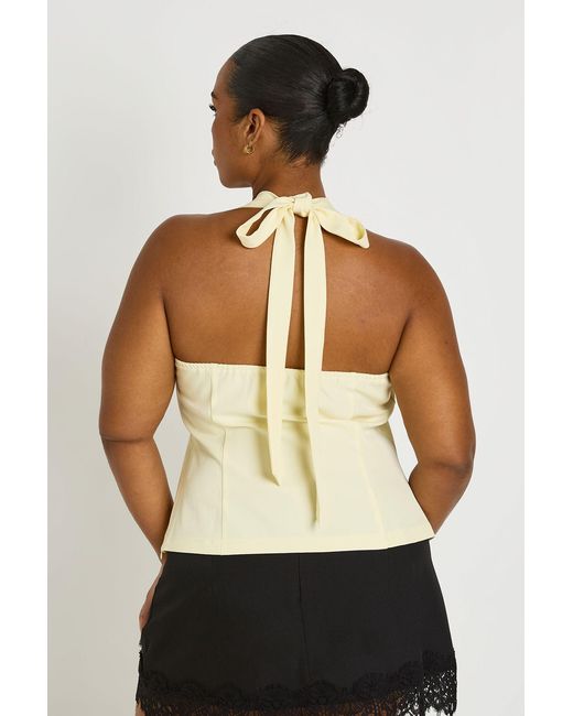 Boohoo White Plus Square Neck Halter Top