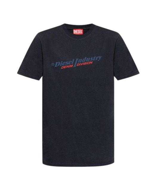 DIESEL Blue Industry Denim Division Logo T-Shirt Cotton for men
