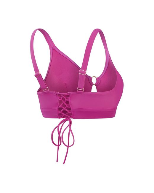 Speedo Pink Solid Patterned Keyhole Neck Bikini Top With Tie Back