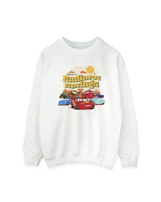 Disney White Ladies Cars Radiator Springs Group Sweatshirt ()
