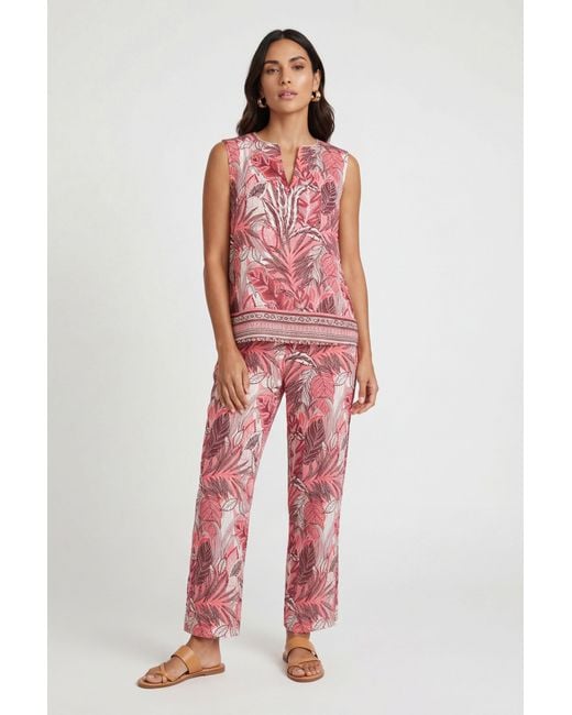 Wallis Red Petite Tropical Print Sleeveless Top