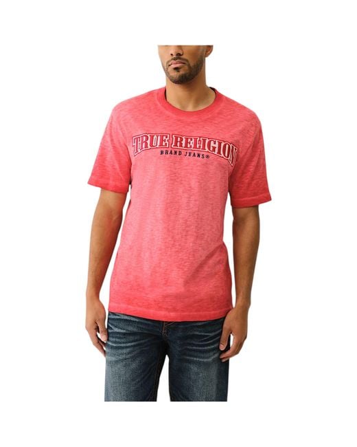 True Religion Red T Shirts Short Sleeve Casual Summer Crew Neck Tee for men