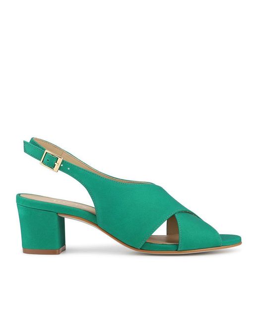 Jones Bootmaker Green Geenah Smart Leather Slingback Sandals