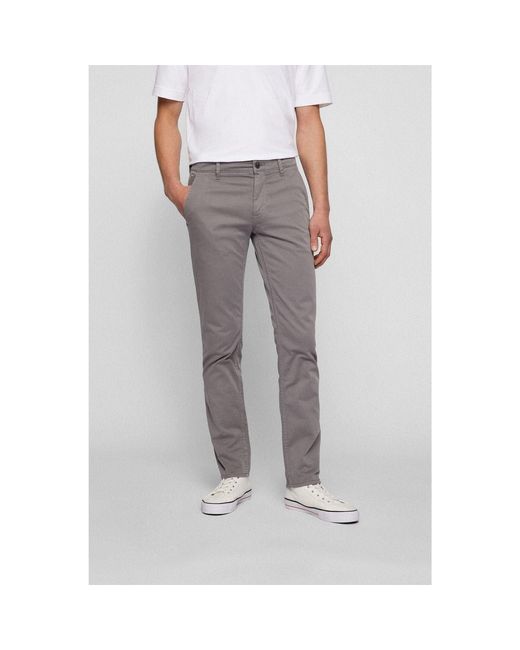 Boss Gray Hbo Chino Slim Trousers, Fit for men