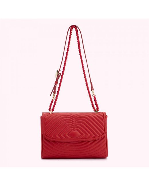 Lulu Guinness Red Lip Ripple Quilted Leather Brooke Crossbody Bag