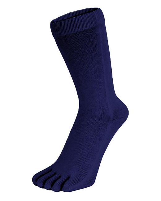 Toetoe Blue Ladies Essential Mid Calf Soft Breathable Cotton Toe Socks for men