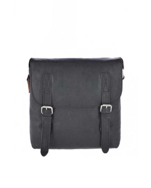 Ashwood Leather Black 'Renato' Real Vintage Flight Shoulder Bag for men