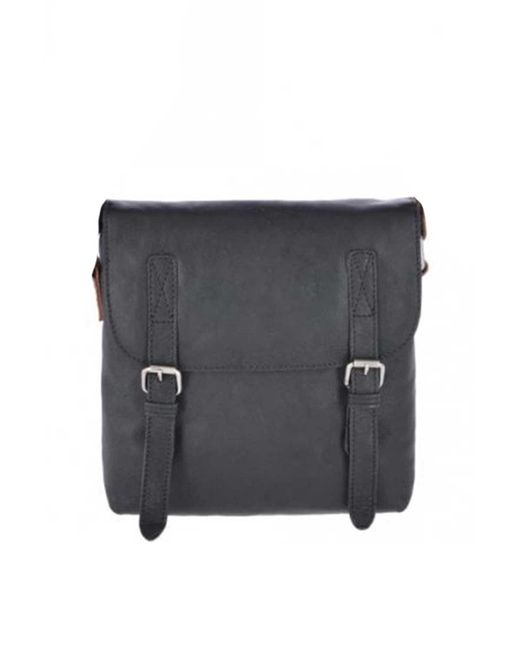 Ashwood Leather Black 'Renato' Real Vintage Flight Shoulder Bag for men