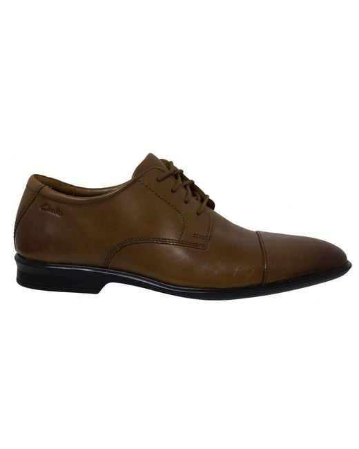 Clarks Brown Bensley Cap Dark Tan Oxford Shoes for men