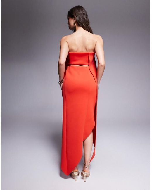 ASOS Red Minimal Midi Dress With Wrap Round Body Detailing