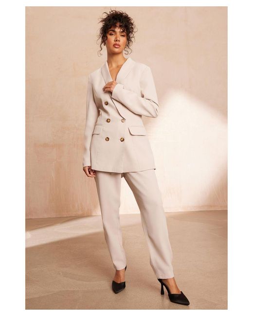 Quiz White High Waisted Tapered Trousers
