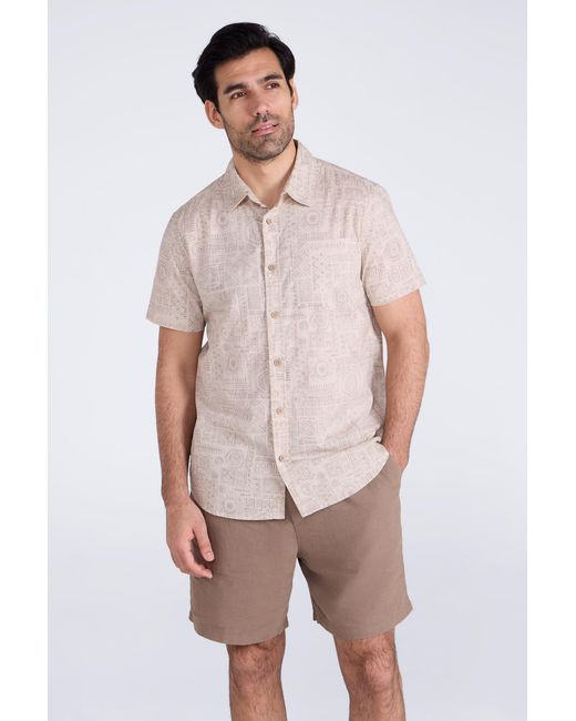 Mountain Warehouse Natural 'Preston Illustration' Shirt Breathable Summer Holiday Top Cotton for men