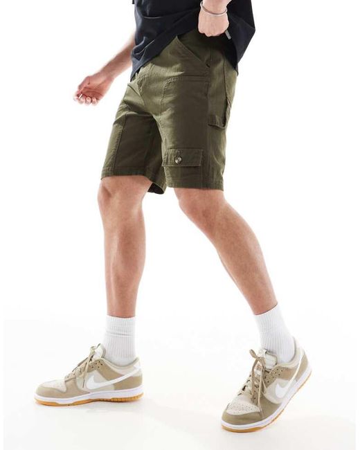 Another Influence Green Relaxed Fit Carpentar Shorts for men