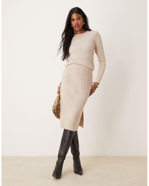 Jdy Natural Ribbed Midi Skirt Co-Ord