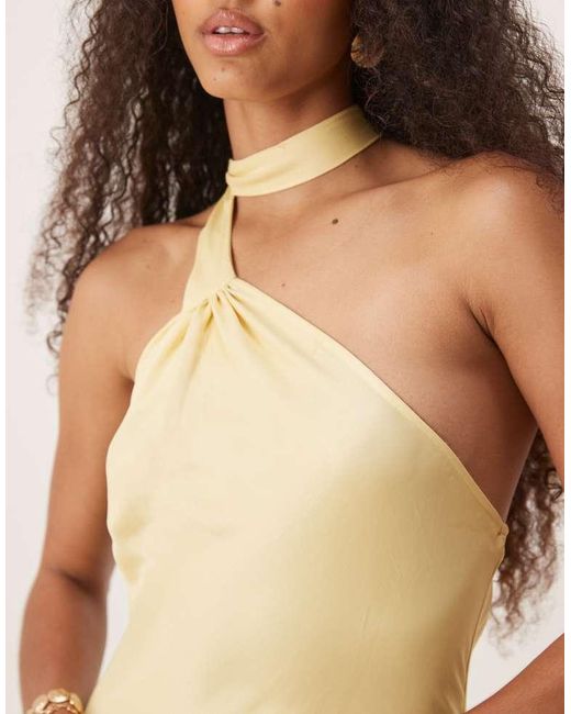 ASOS Natural Satin Tie Neck Detail Maxi Slip Dress