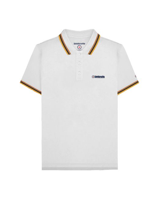 Lambretta White Ss25 Triple Tipped Big & Tall Polo Shirt /Tobacco/ Cotton for men