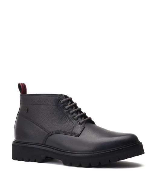 Base London Black Asgard Tumbled Leather Work Boot for men