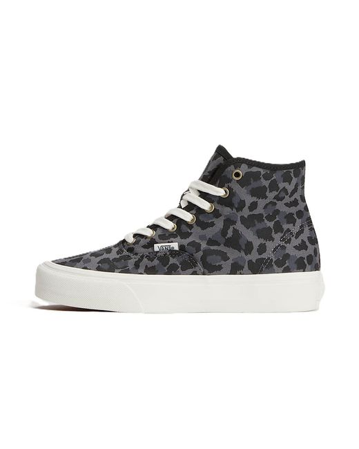 Vans Black Authentic Hi 2.0 Canvas Leopard/Pew Trainers
