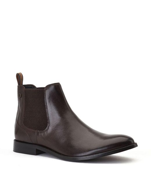 Base London Brown Carson Burnished Leather Chelsea Boots for men