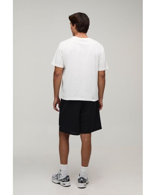 BoohooMAN Black Baggy Fit Script Mesh Jersey Short for men