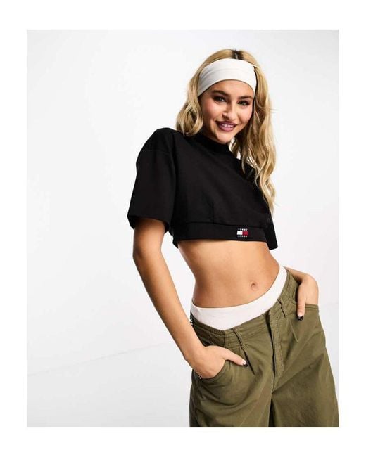 Black cropped mock neck hot sale