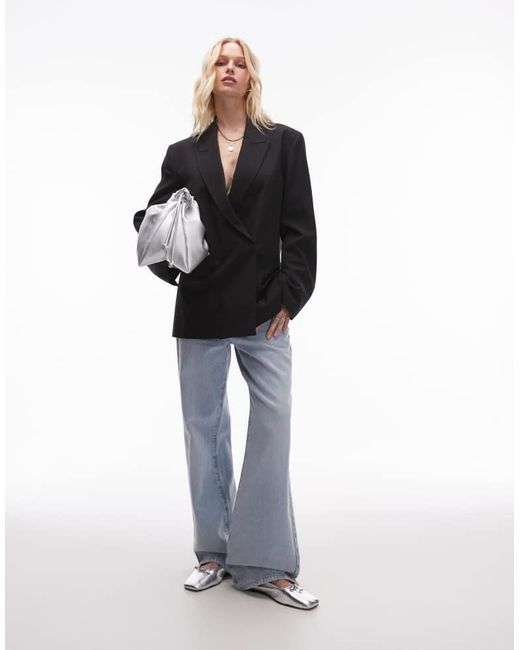 TOPSHOP Black Oversized Double Breasted Blazer