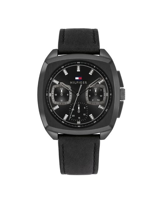 Tommy Hilfiger Black Apollo Watch 1710556 Leather for men