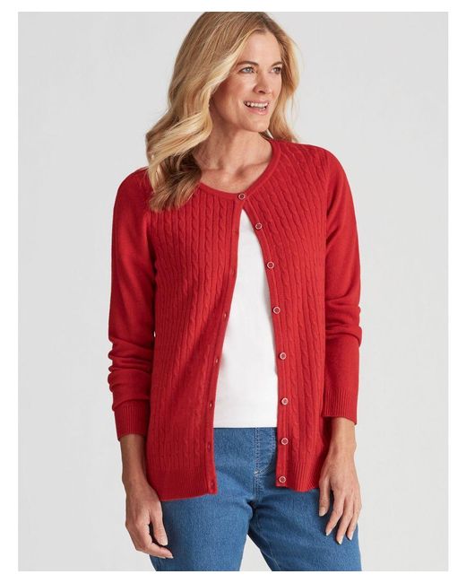 Noni B Red Long Sleeve Cable Knitwear Cardigan