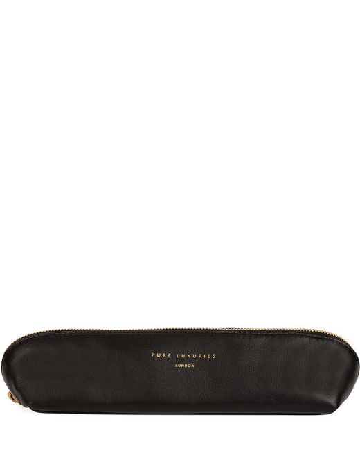 Pure Luxuries Black 'Reeves' Leather Make-Up Brush Bag