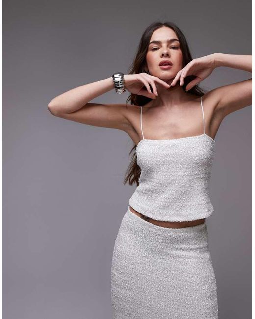 TOPSHOP Gray Premium Sequin Cami Top Co-Ord