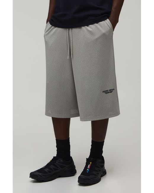 BoohooMAN Gray Printed Mesh Jersey Bermuda Jort for men