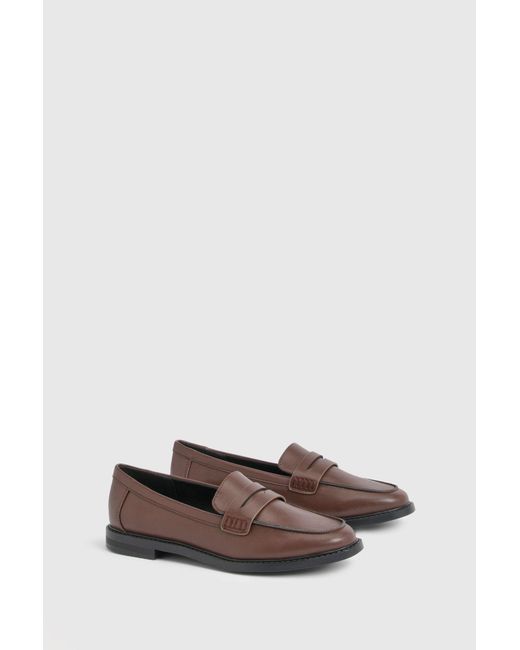 Boohoo Brown Basic Flat Loafers