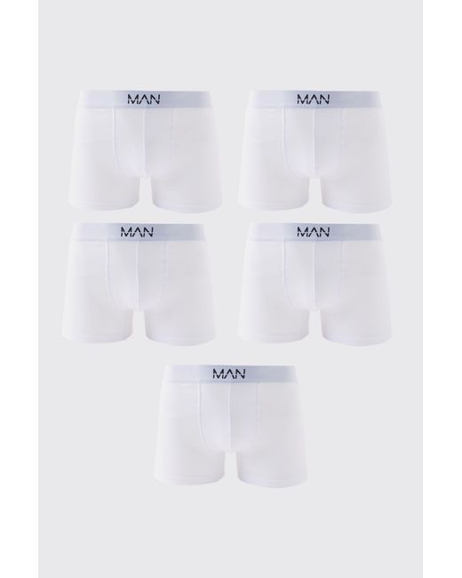BoohooMAN White 5 Pack Trunks for men