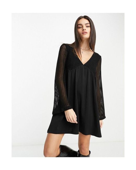 Long sleeve v neck mini outlet dress