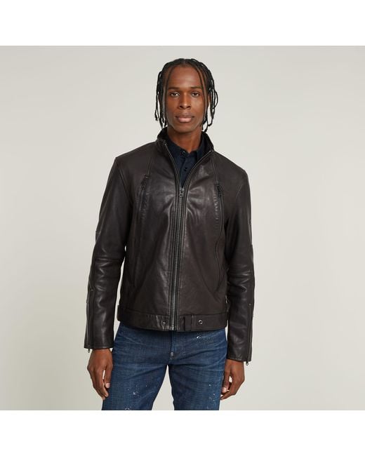 G-Star Biker Leather Jacket in Black for Men Lyst UK