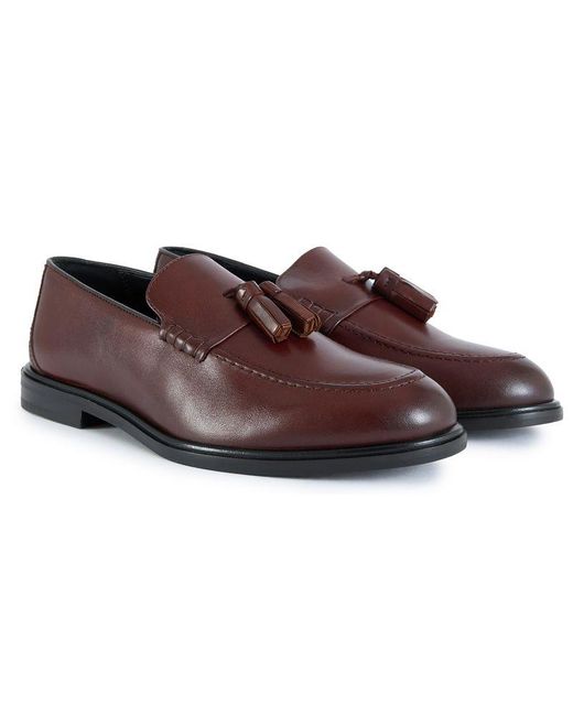Walk London Red Putney Tassel Shoes for men